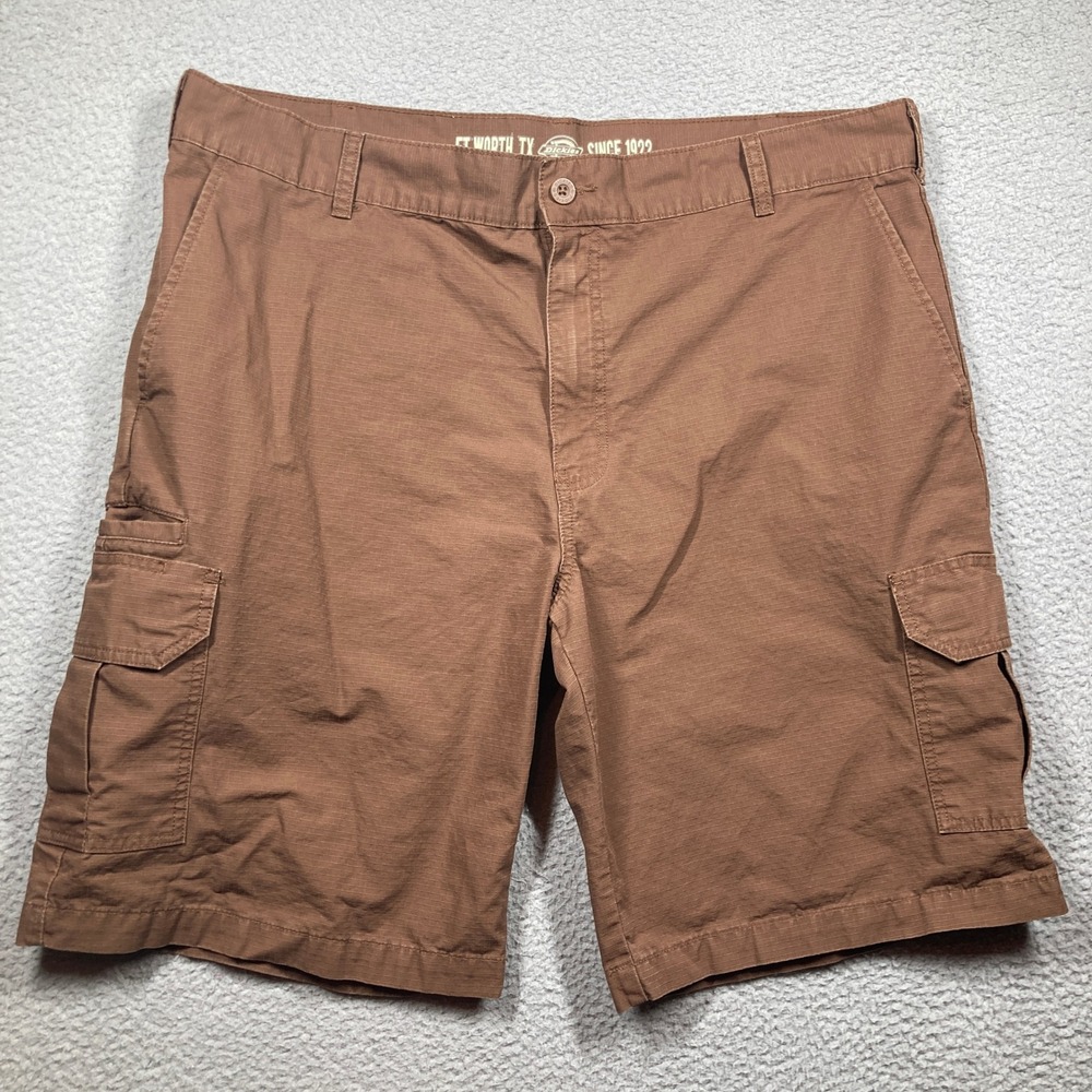 Dickies Cargo Shorts Mens 42 Brown Relaxed Fit Ripstop Cotton Work Gorpcore